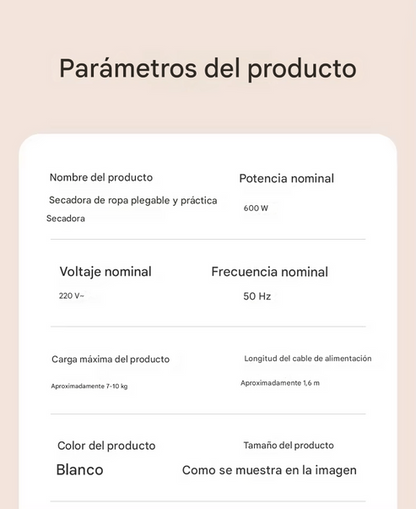 Secadora portátil de ropa eléctrica